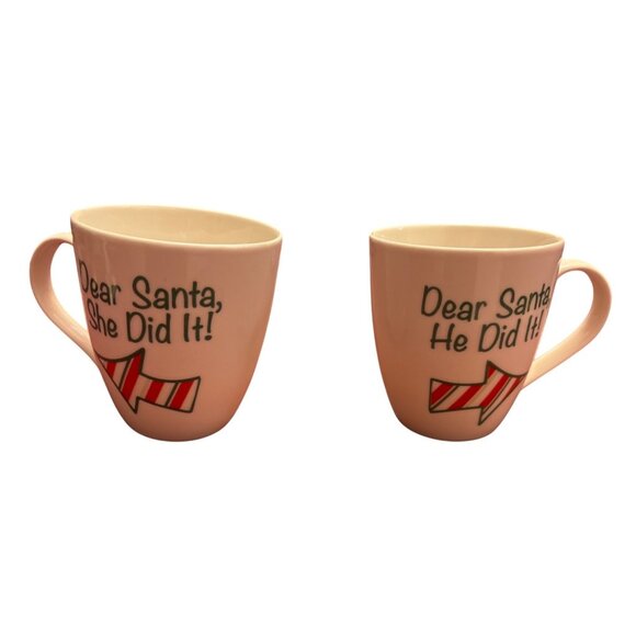Pfaltzgraff "Dear Santa" Porcelain Mug Set - Microwave & Dishwasher Safe - Picture 1 of 6